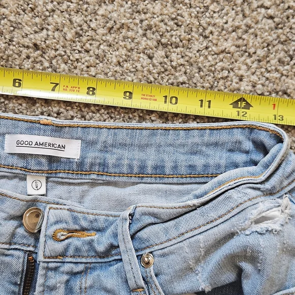 Good American Light Wash Distressed Jean Shorts - Picture 2 of 4